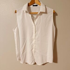 2 for $20! White Sleeveless Button-Down Shirt